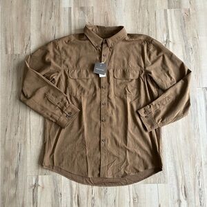 Reel Legend Men's Tan Casual Button-Down Shirt Suede Like Fisherman Cottage
